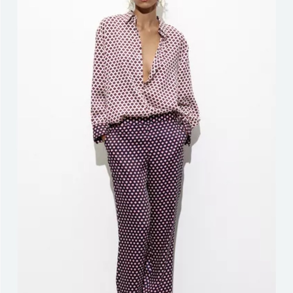 Zara Polka Dot Pantsuit in White and Purple